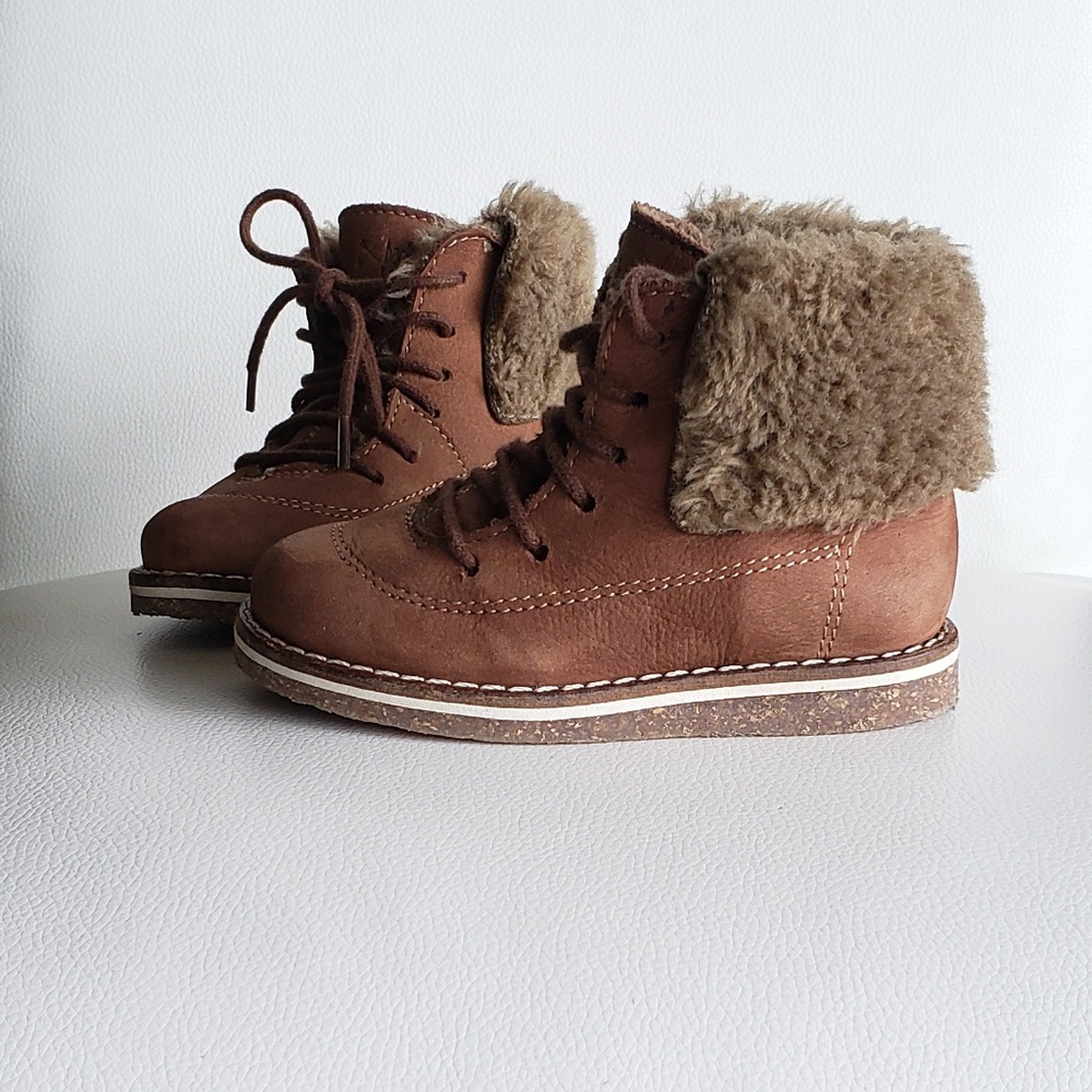 ZARA genuine leather fur-lined boy winter boots